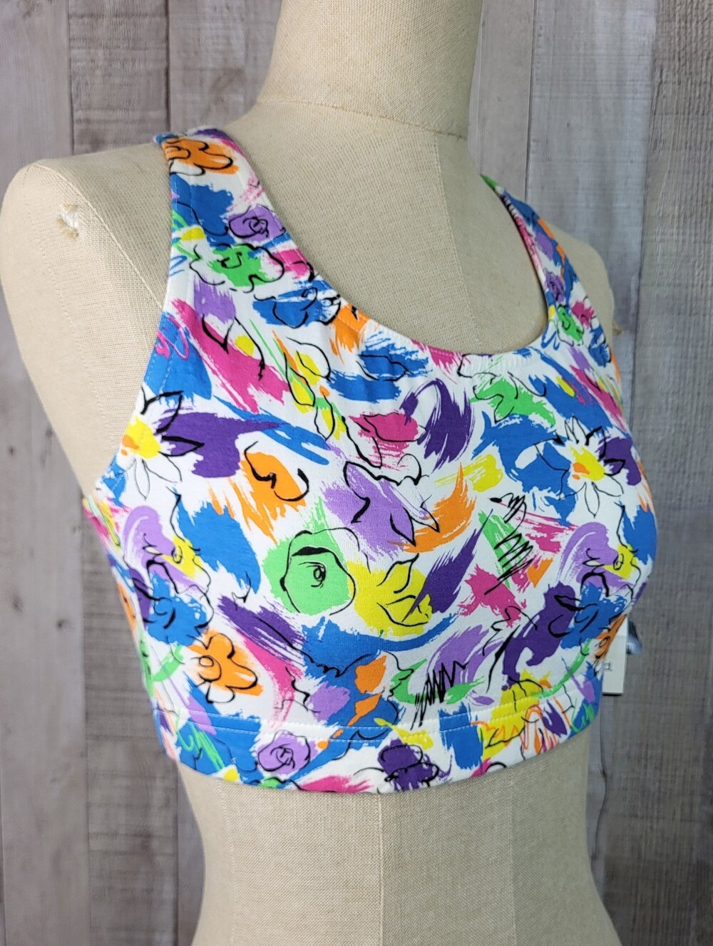 Vintage 90s Colorful Sports Bra. Size Medium. NWT